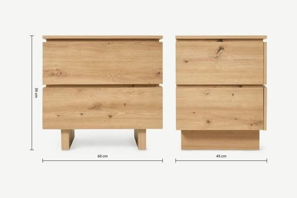 Ilin Oak Bedside Table - 2 Drawer