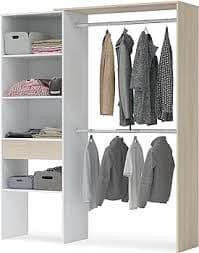 Kelil Oak & White Open Wardrobe - With Shelves