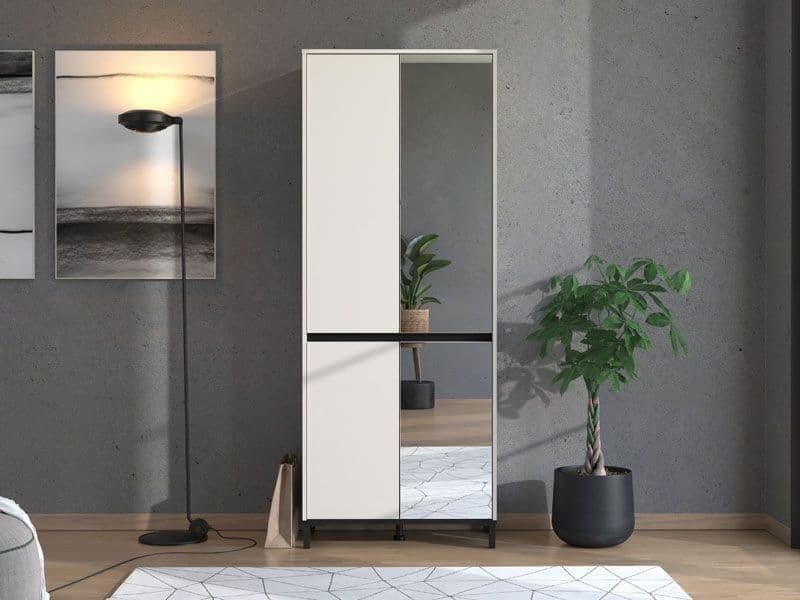 Quinen Cashmere Shoe Cabinet - Mirrored, 40 Pair