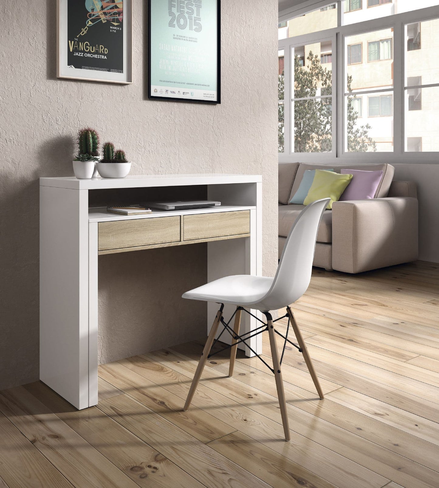 Daren White & Oak Desk - Home Office