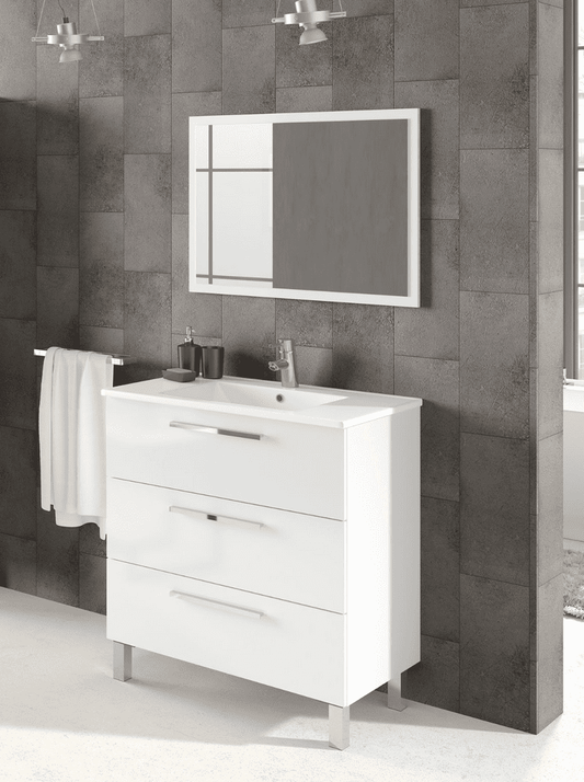 Elan White Bathroom Vanity - Sink & Storage
