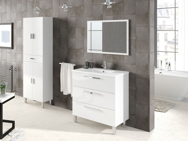 Elan White Bathroom Vanity - Sink & Storage