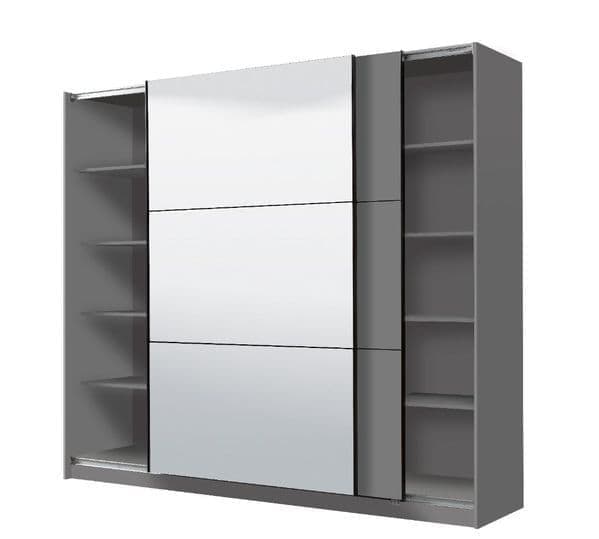Garan Grey Sliding Wardrobe - Mirrored, 220cm