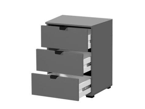 Peran Grey Bedside Table - 3 Drawer