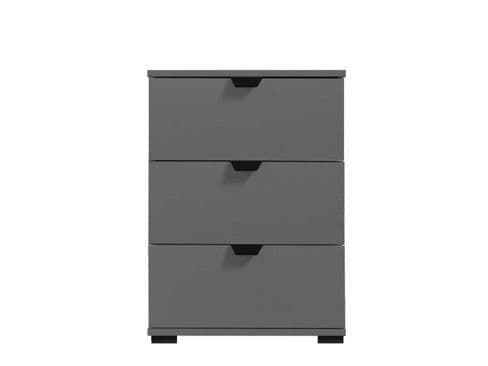 Peran Grey Bedside Table - 3 Drawer