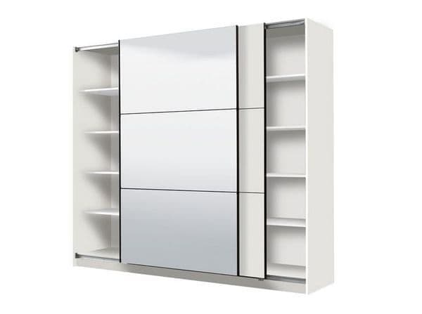 Zorar White Sliding Wardrobe - Mirrored, 220cm