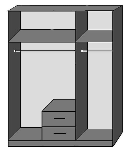 Quinal White 3-Door Wardrobe - 2 Drawer