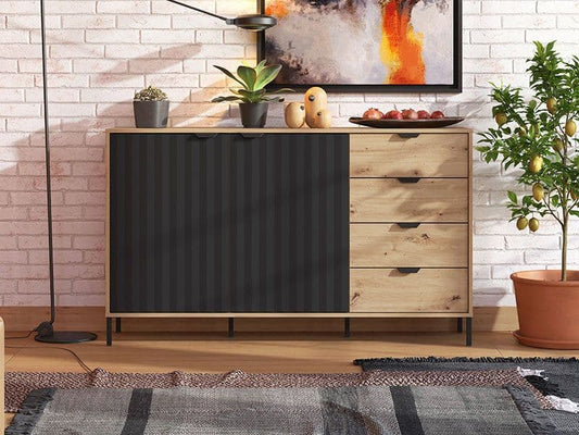 Fenon Oak & Black Sideboard - Modern
