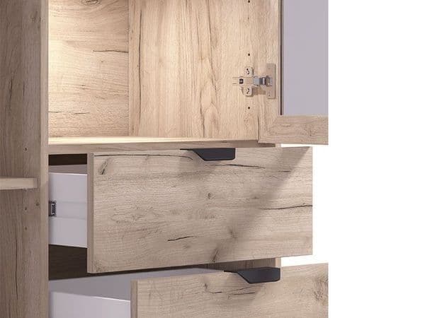 Perion Grey Oak Display Cabinet - 2 Door
