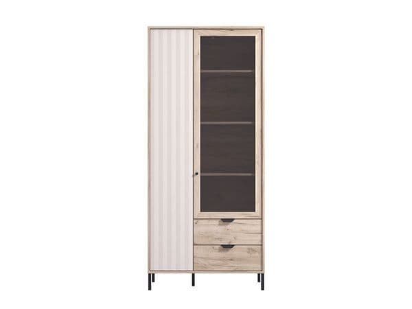 Perion Grey Oak Display Cabinet - 2 Door
