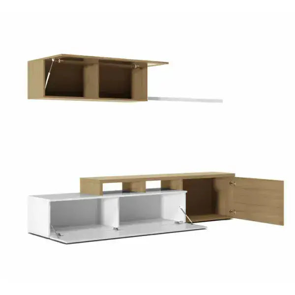 Voror White & Oak L-Shaped TV Unit - Reversible