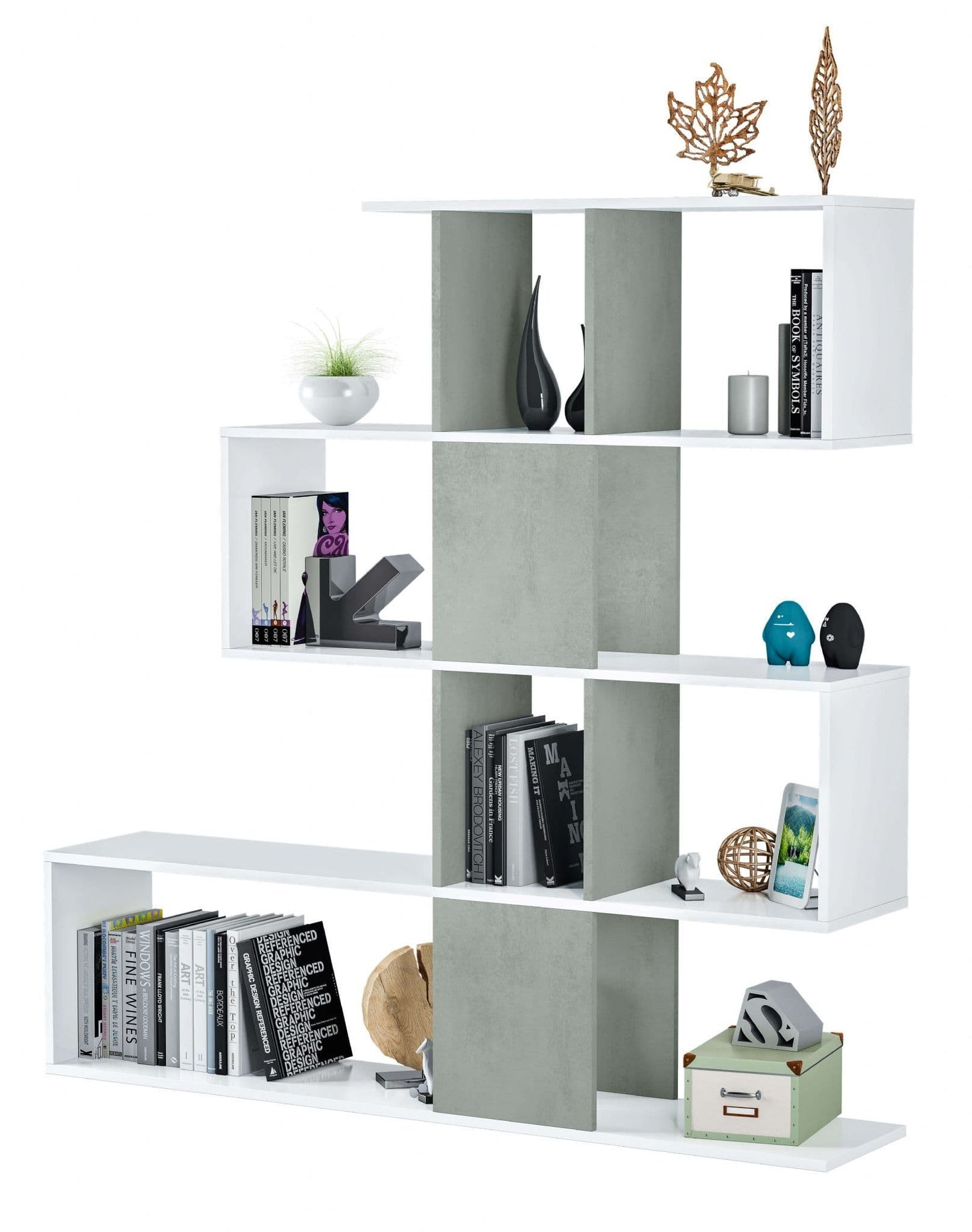 Torion White & Grey Bookcase - Modern