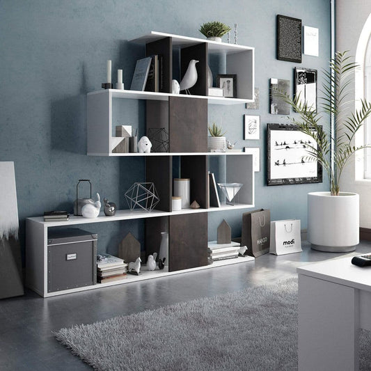 Maren Dark Brown & White Bookcase - Modern