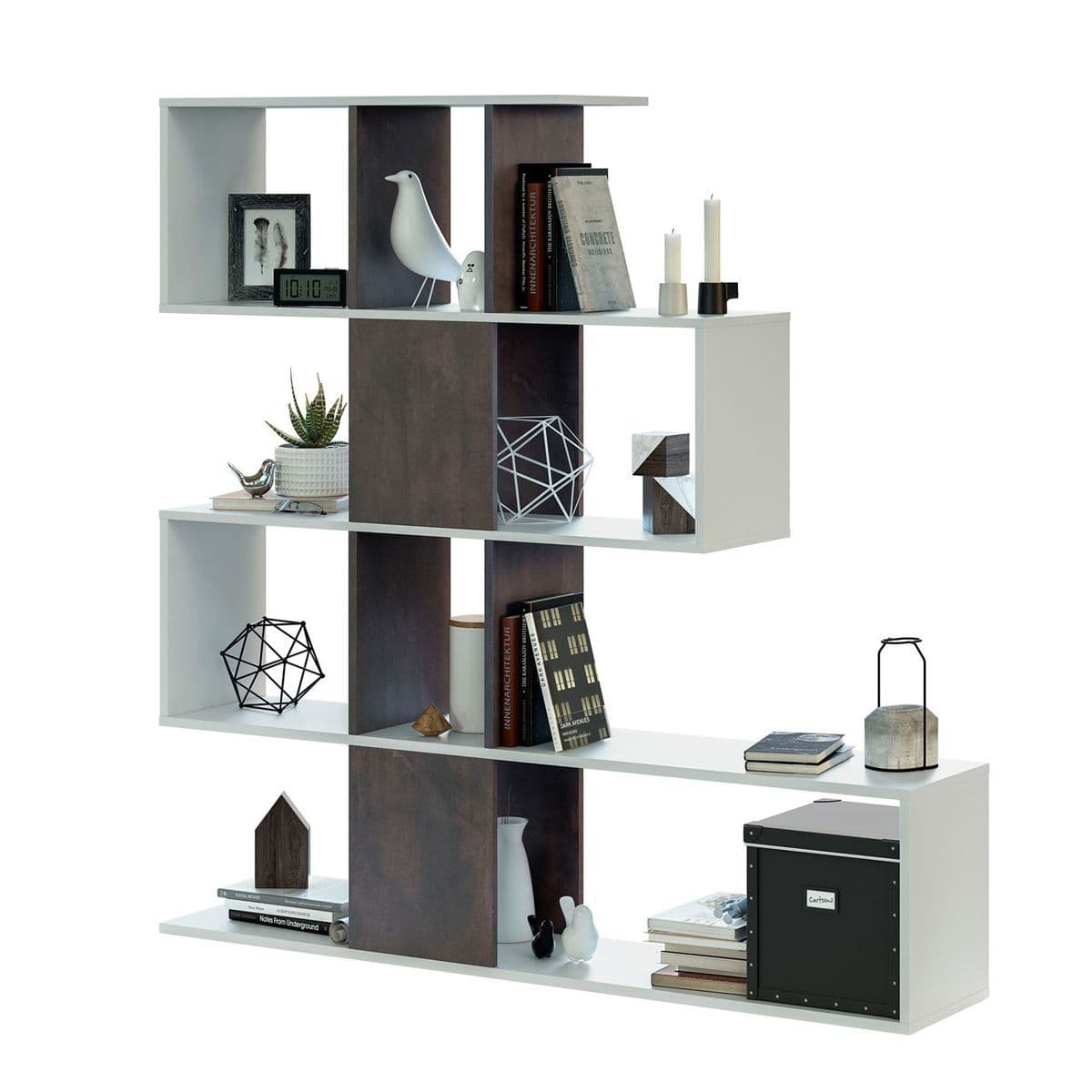 Maren Dark Brown & White Bookcase - Modern