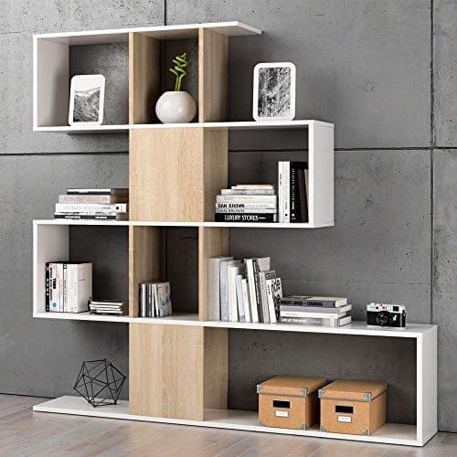 Fenur White & Oak Bookcase - Gloss Finish