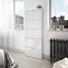 Alos White Shoe Cabinet - Espresso Design