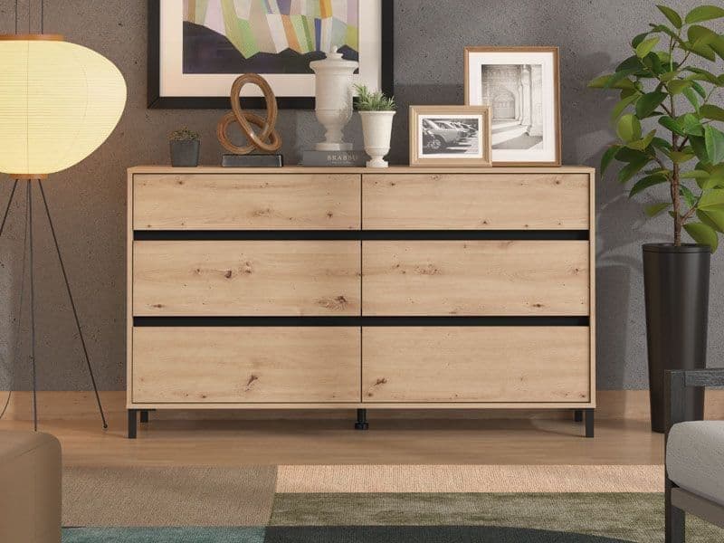 Ralus Oak Chest of Drawers - Wide Storage