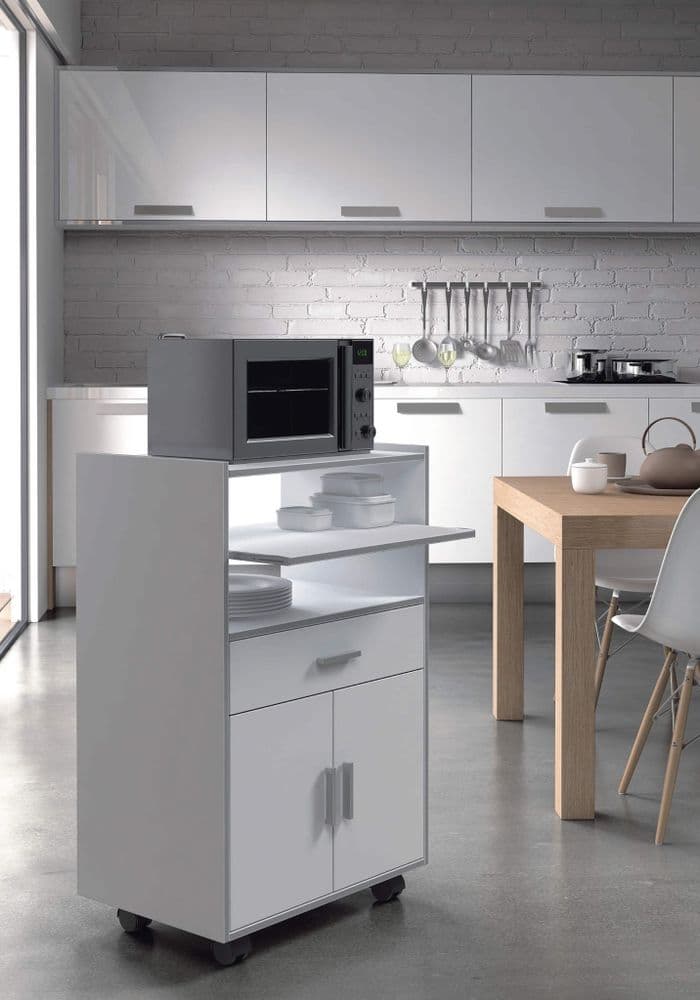 Xanum White & Grey Kitchen Trolley - Mobile Storage