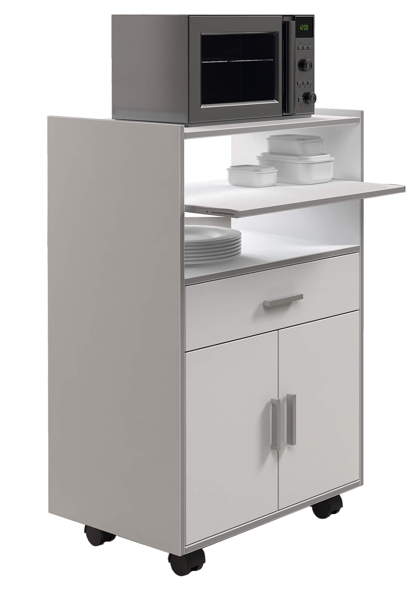 Xanum White & Grey Kitchen Trolley - Mobile Storage