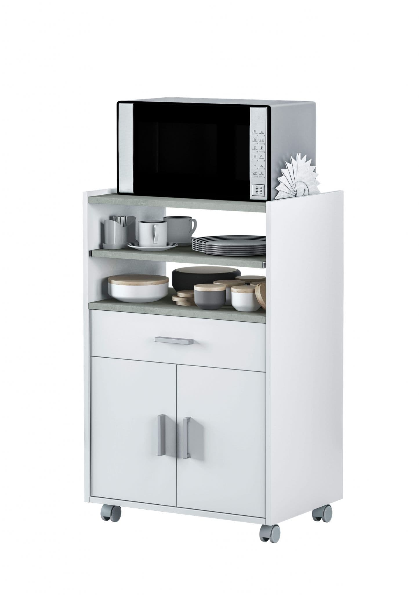 Xanum White & Grey Kitchen Trolley - Mobile Storage