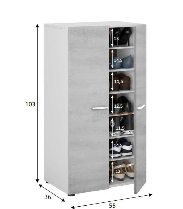 Feneo Grey & White Shoe Cupboard - Storage