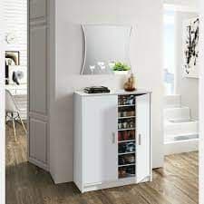 Garur White Shoe Cupboard - Large Storage