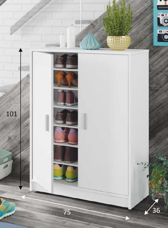 Garur White Shoe Cupboard - Large Storage