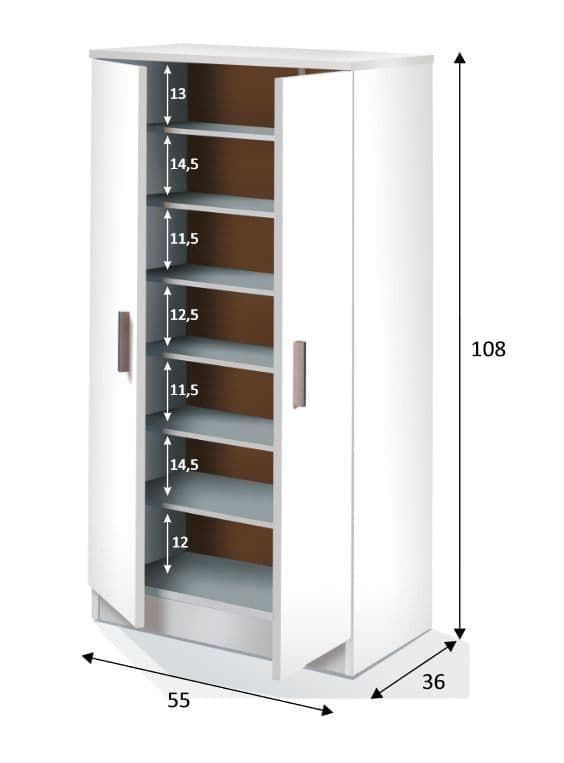 Toren White Shoe Cupboard - Hallway Storage